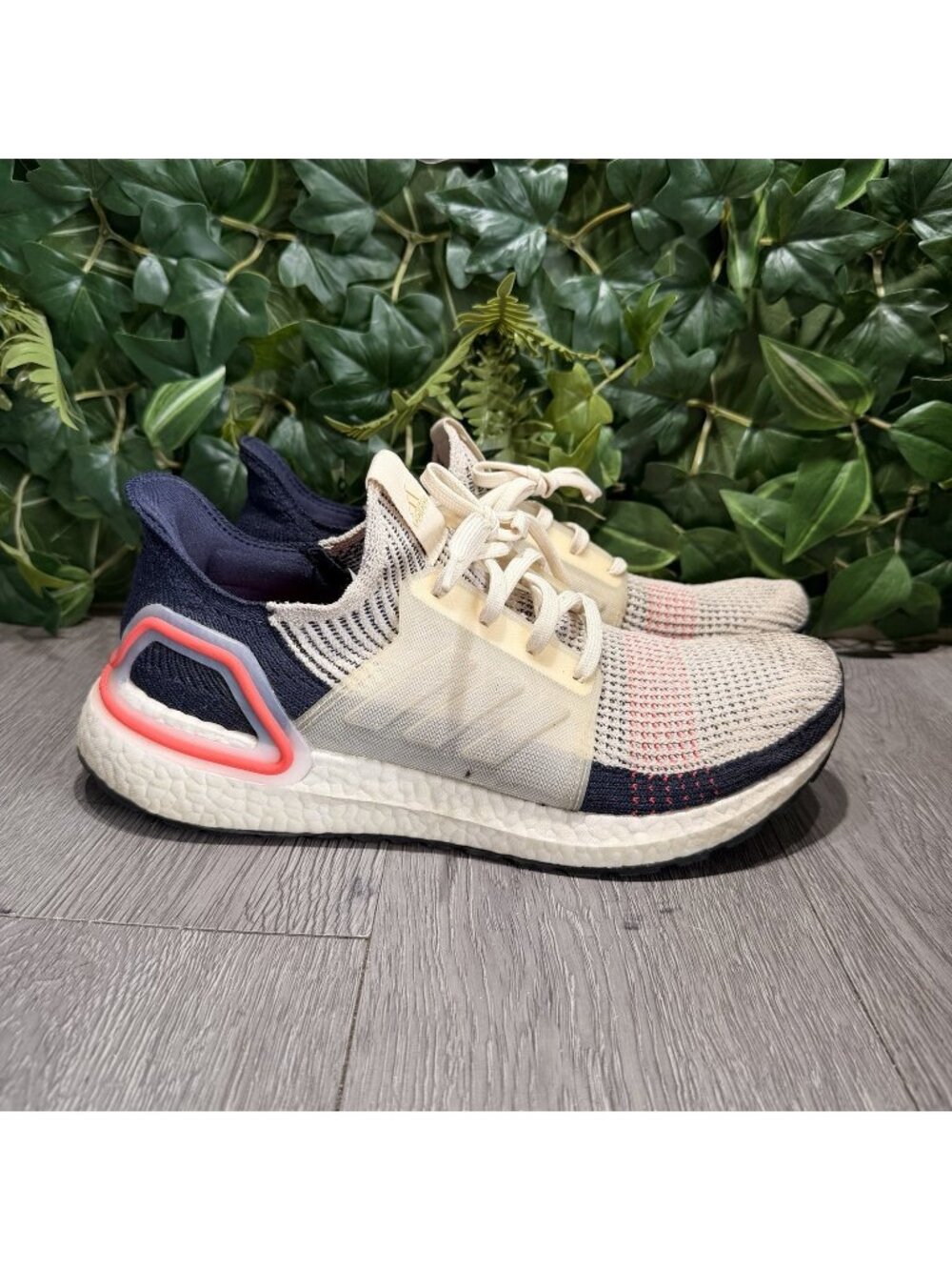 Adidas Ultraboost 19 B37705 Mens Size 10 Blue Pink Chalk White Shoes Sneakers